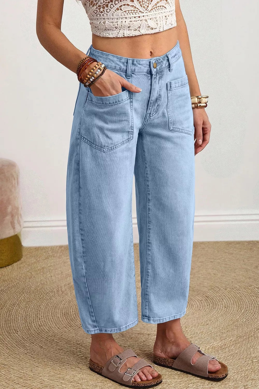 Wide Leg Cropped Jeans - Lilixa.store