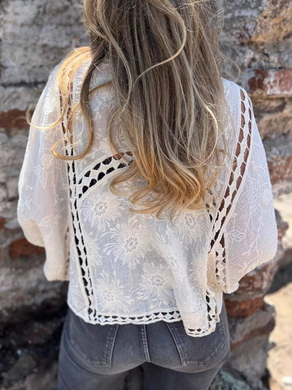 Full Size Embroidered Open Front Cardigan Plus Size - Lilixa.store