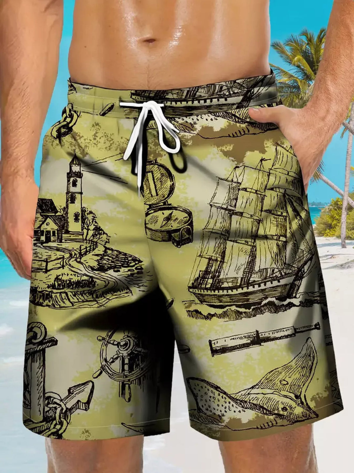 Men's Full Size Drawstring Pocketed Shorts Plus Size - Lilixa.store