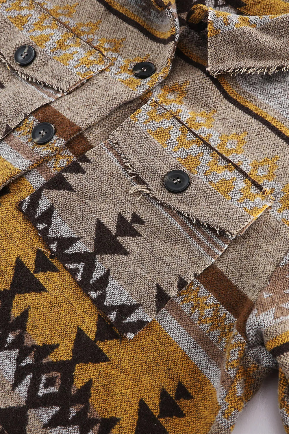Pocketed Geometric Collared Neck Jacket in Camel, view 11