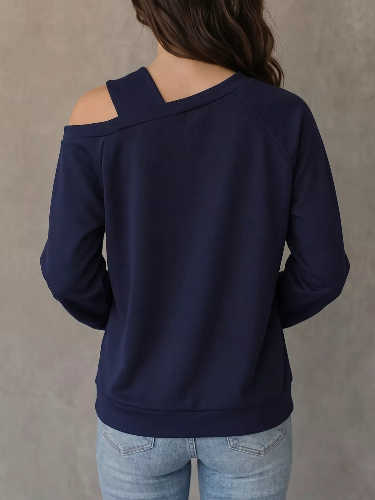 Asymmetrical Neck Long Sleeve Blouse - Lilixa.store
