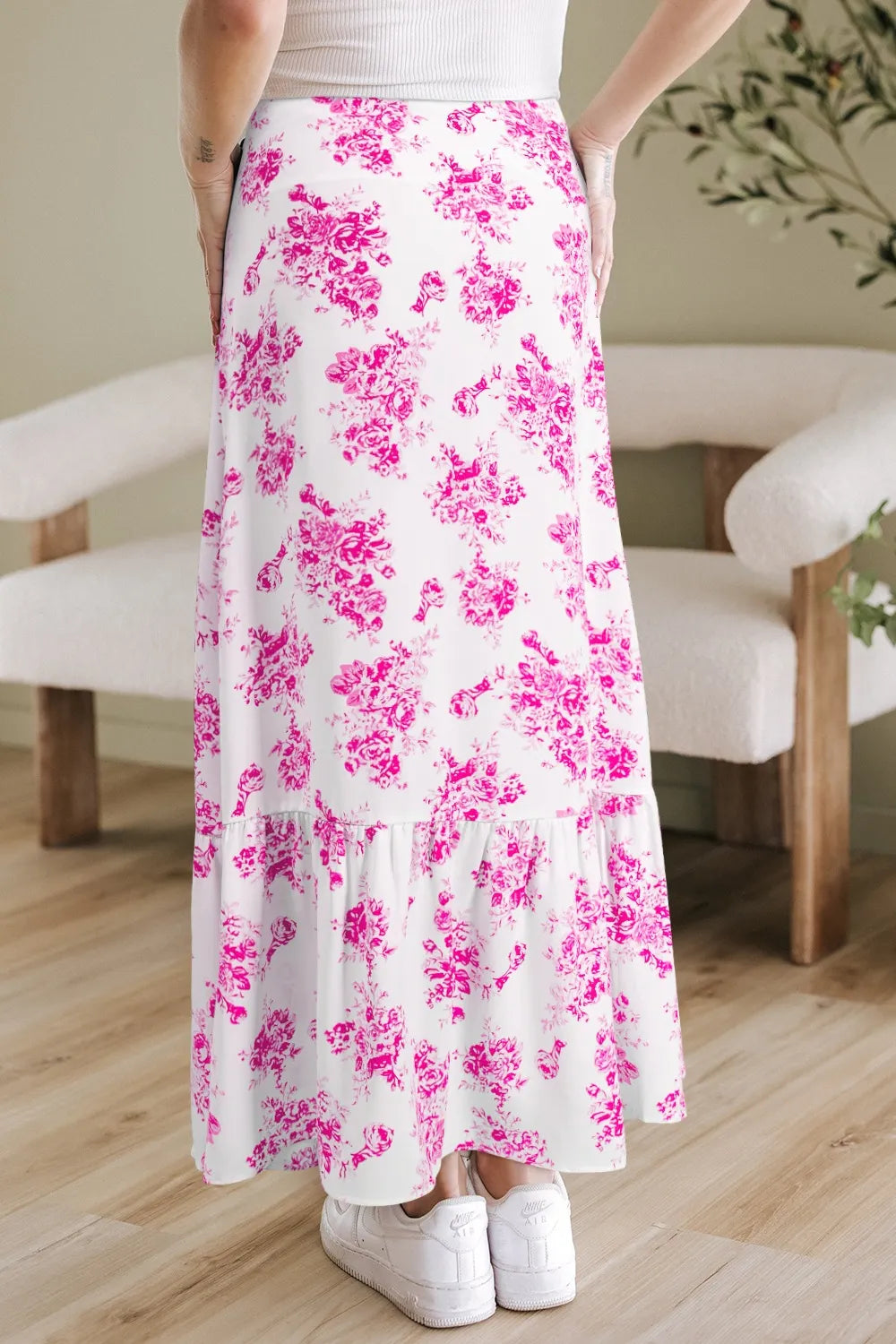 Boho Floral High Waist Ruffle Split Maxi Skirt - Lilixa.store