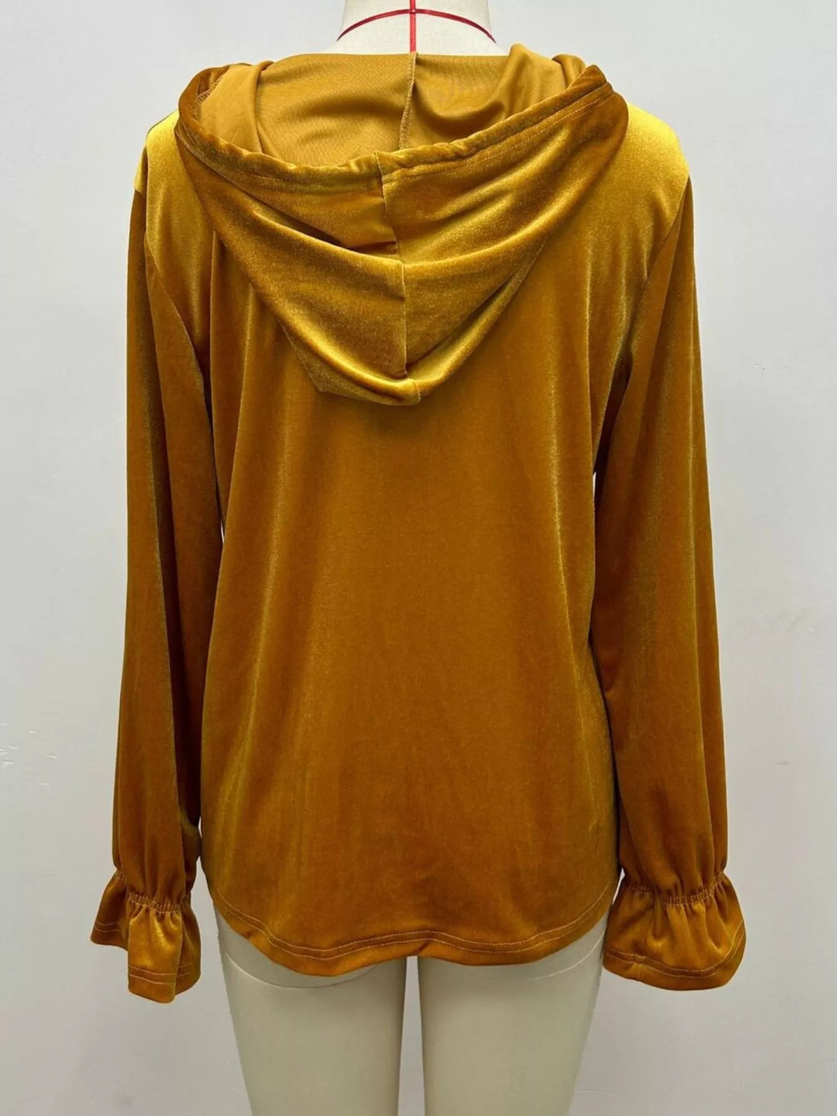 Full Size Decorative Buttons Velvet Hoodie Plus Size - Lilixa.store