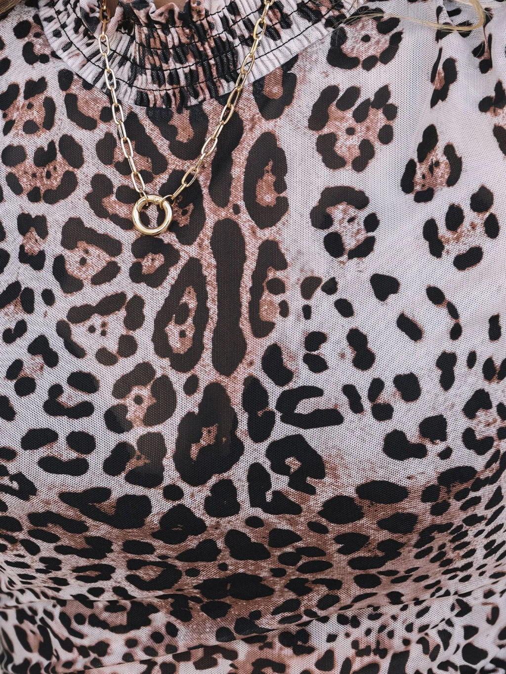 Leopard Print Long Sleeve Mock Neck Bodysuit - Lilixa.store