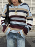 Multi-Color Striped Fuzzy Sweater - Lilixa.store