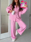 Gingham Button-Down Top and Pants Loungewear Set - Lilixa.store