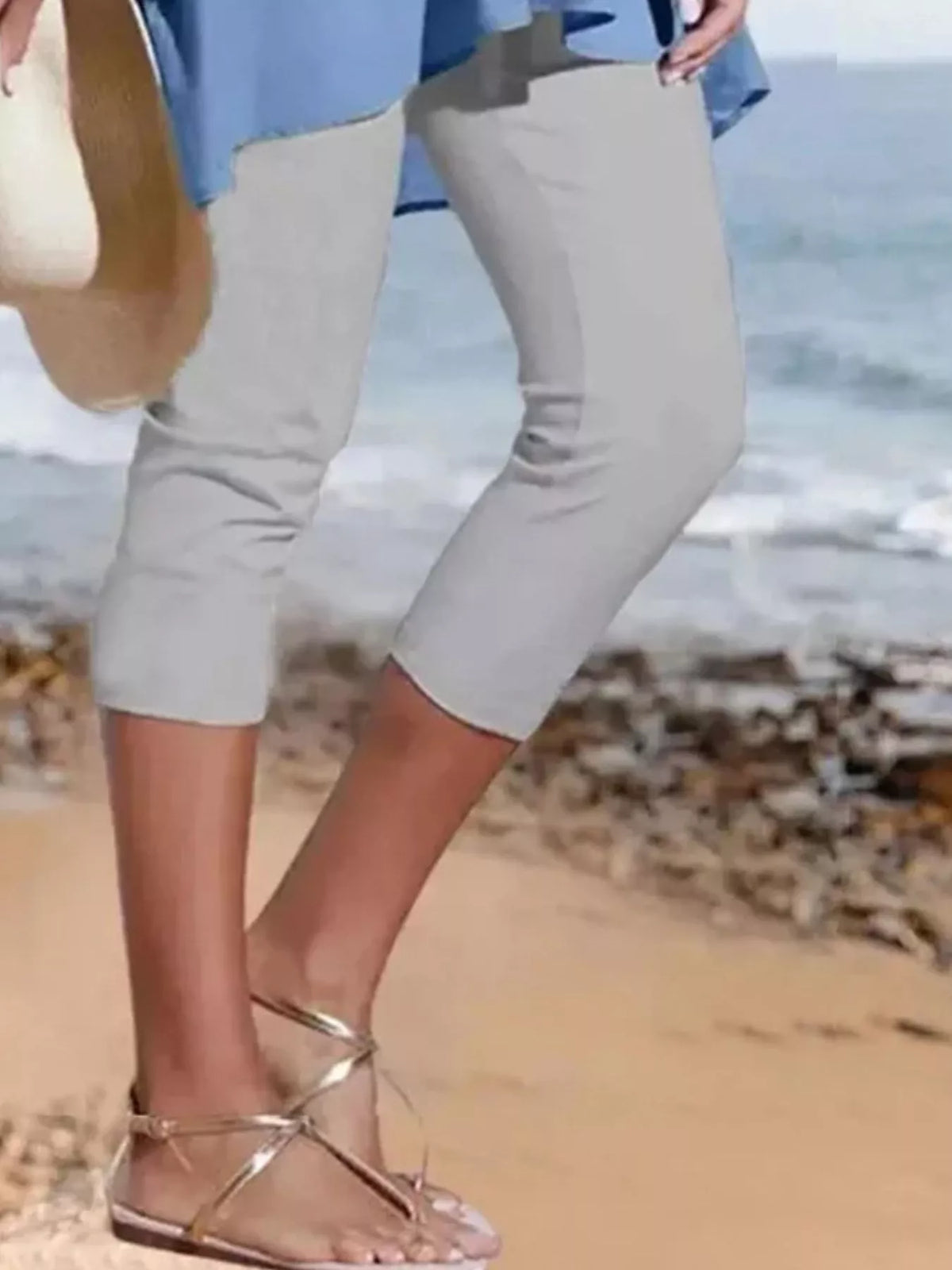 Full Size Cropped Casual Leggings Plus Size - Lilixa.store