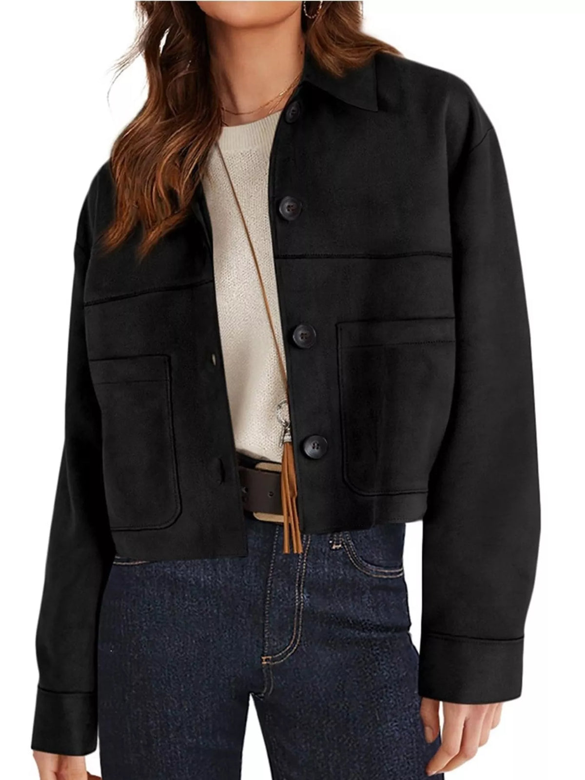 Button-Down Cropped Jacket