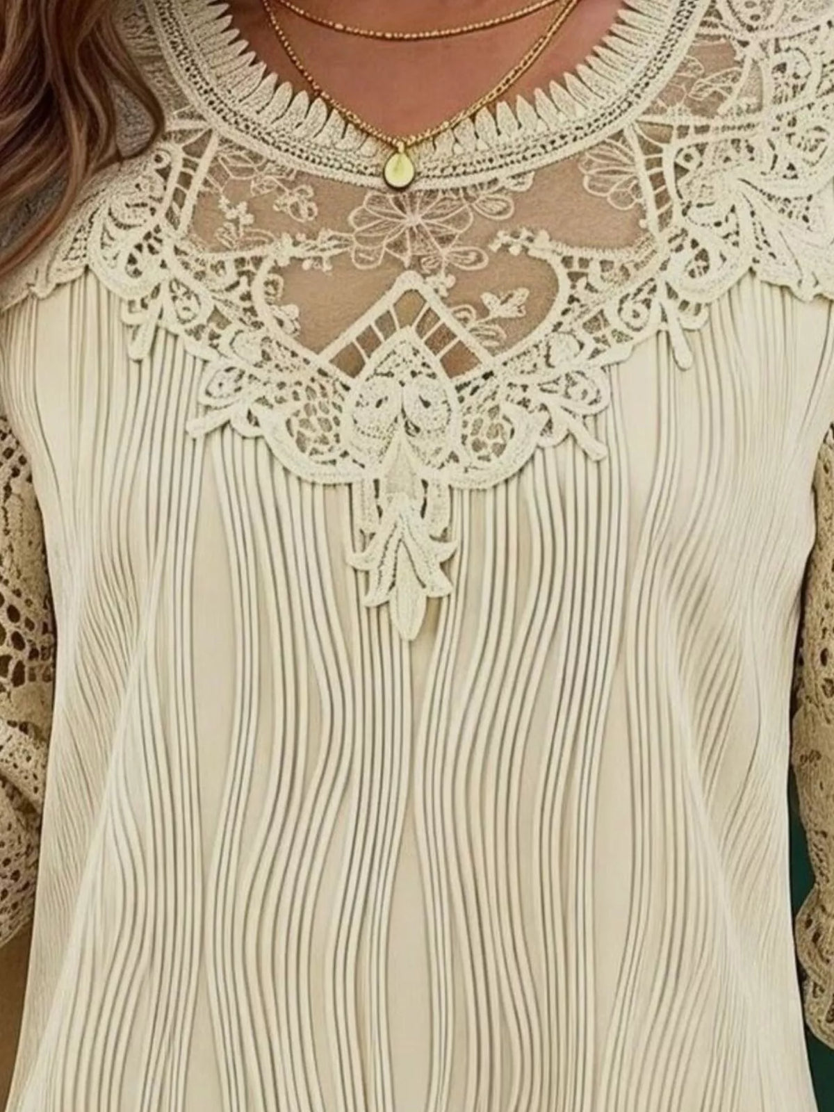Lace Patchwork Long Sleeve Blouse - Lilixa.store