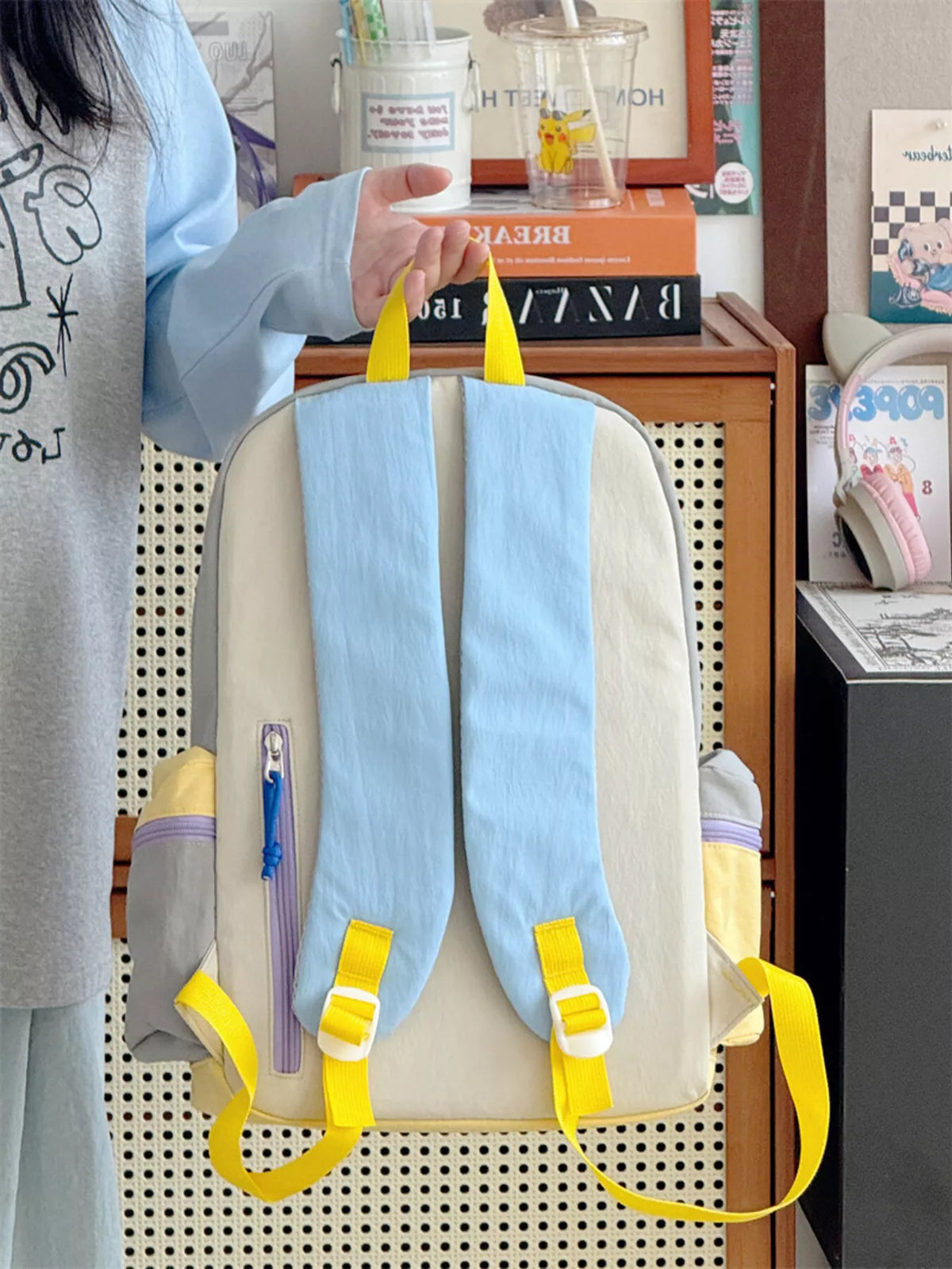 Color Block Lightweight Backpack Bag - Lilixa.store