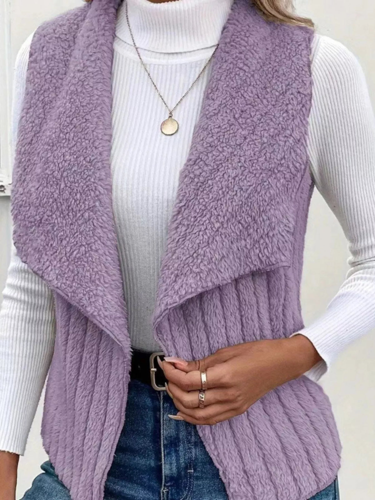 Cozy Fleece Open Front Vest Coat - Lilixa.store