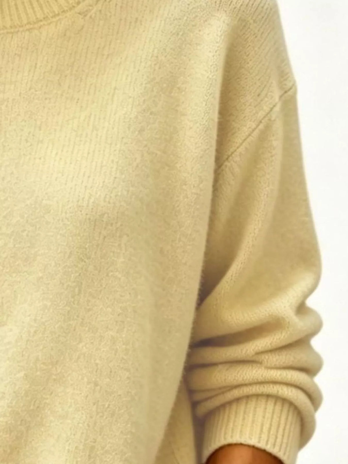 Full Size Round Neck Dropped Shoulder Sweater Plus Size - Lilixa.store
