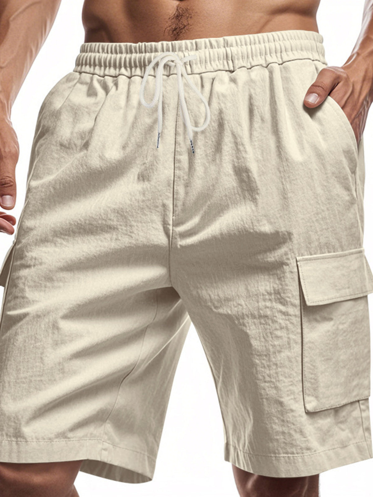 Men's Full Size Casual Lightweight Cargo Shorts Plus Size in Khaki
