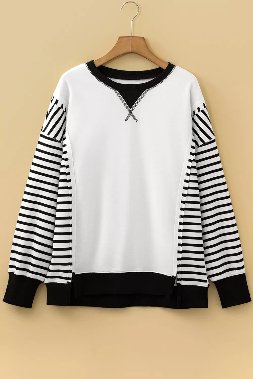 Color-Block Striped Long Sleeve Sweatshirt - Lilixa.store