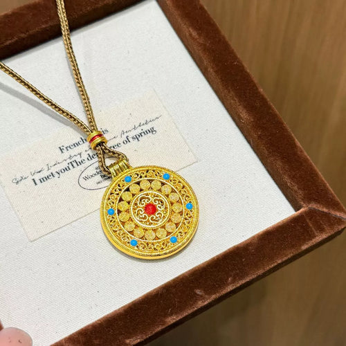 18K Gold-Plated Round Pendant Necklace - Lilixa.store