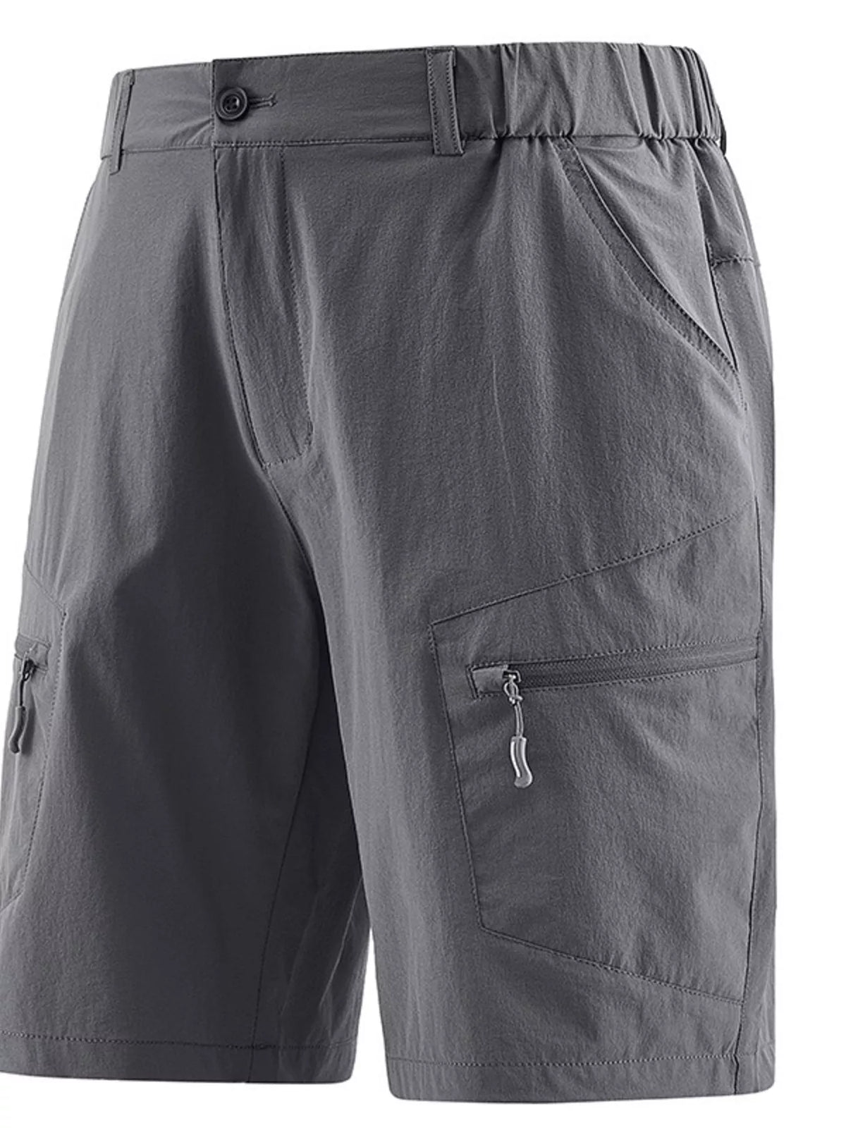 Men's Plus Size Zipper Pocket Outdoor Shorts in Dark Gray
