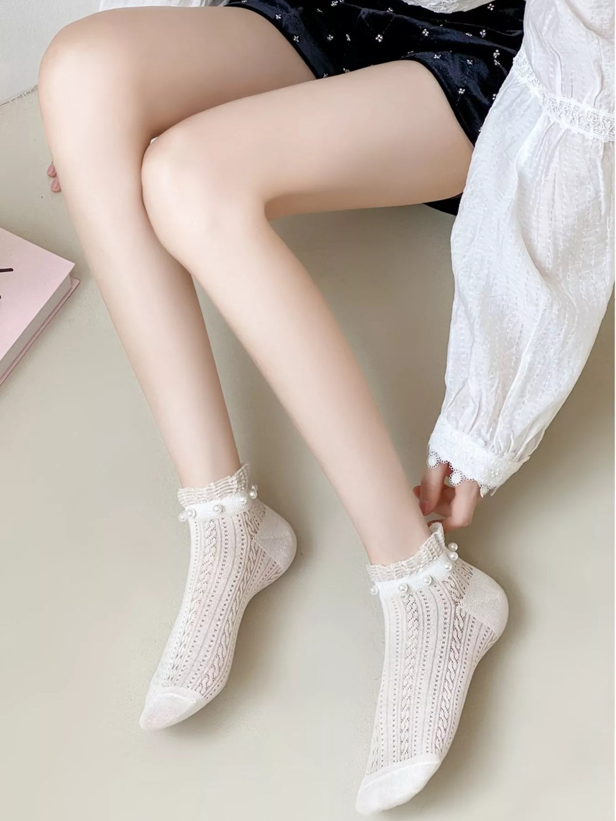Lace Ankle Socks, view 2
