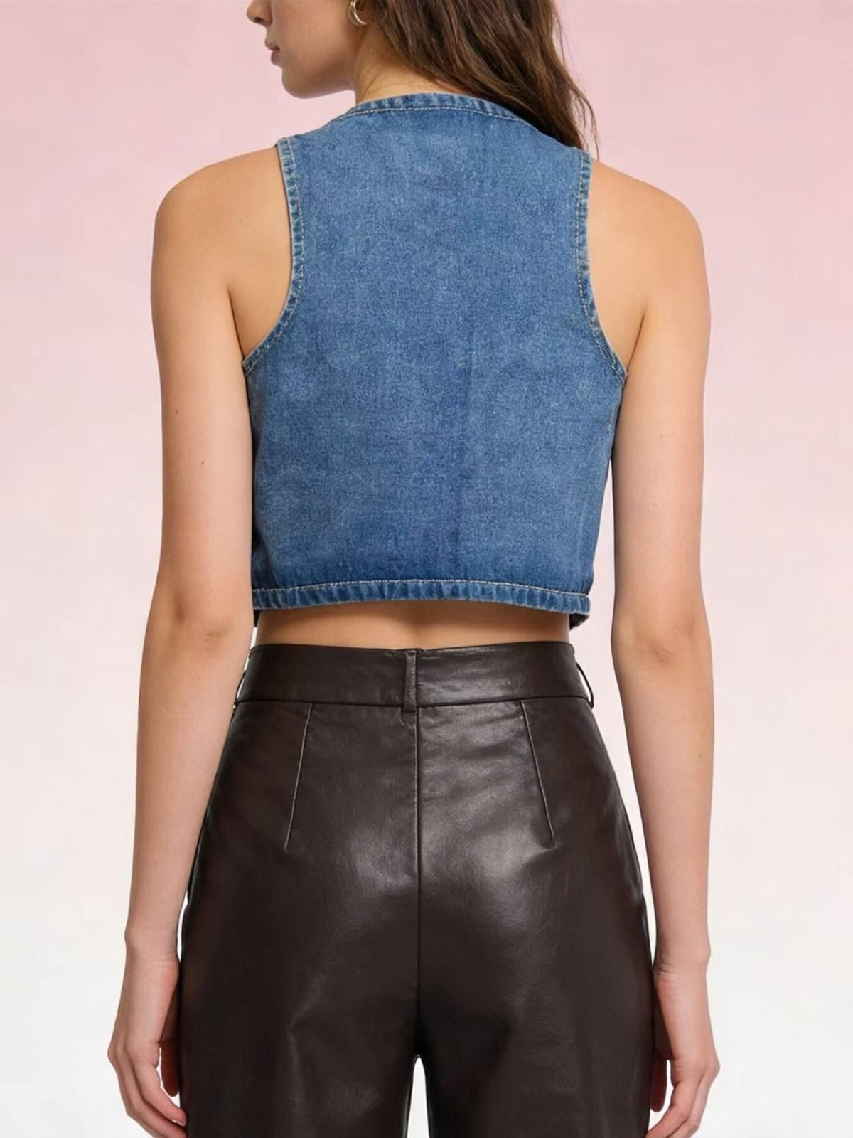 Button-Down Denim Vest - Lilixa.store