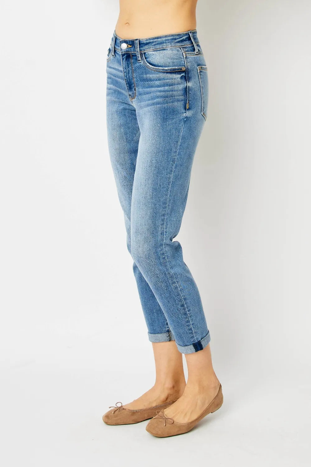 Judy Blue Full Size Cuffed Hem Slim Jeans - Lilixa.store