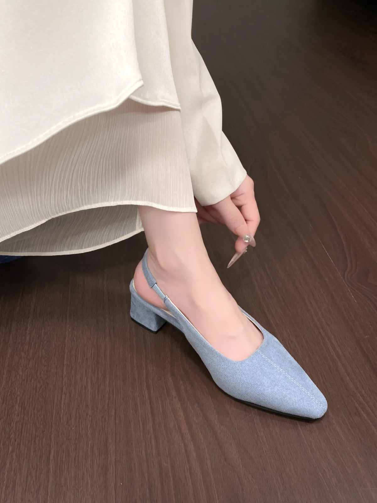Point Toe Block Heel Pumps - Lilixa.store