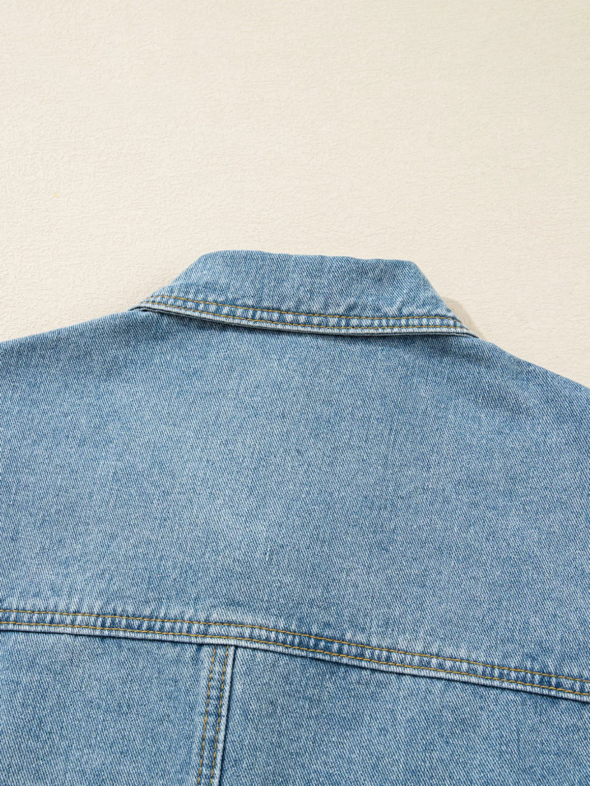Patched Pockets Side Tie Denim Jacket, view 8