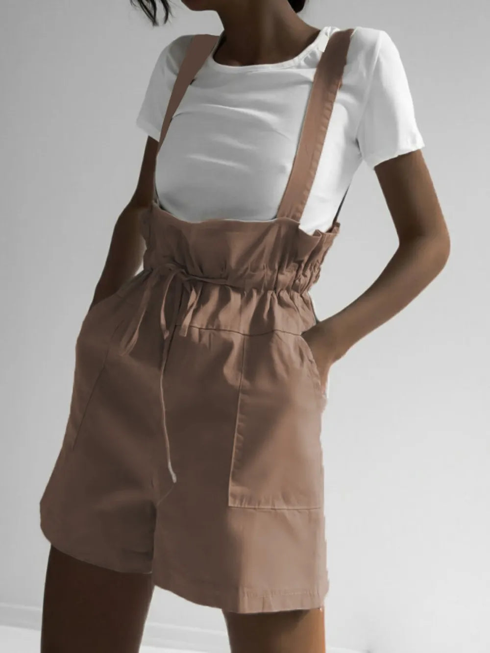 Drawstring Wide Strap Overalls with Pockets - Lilixa.store