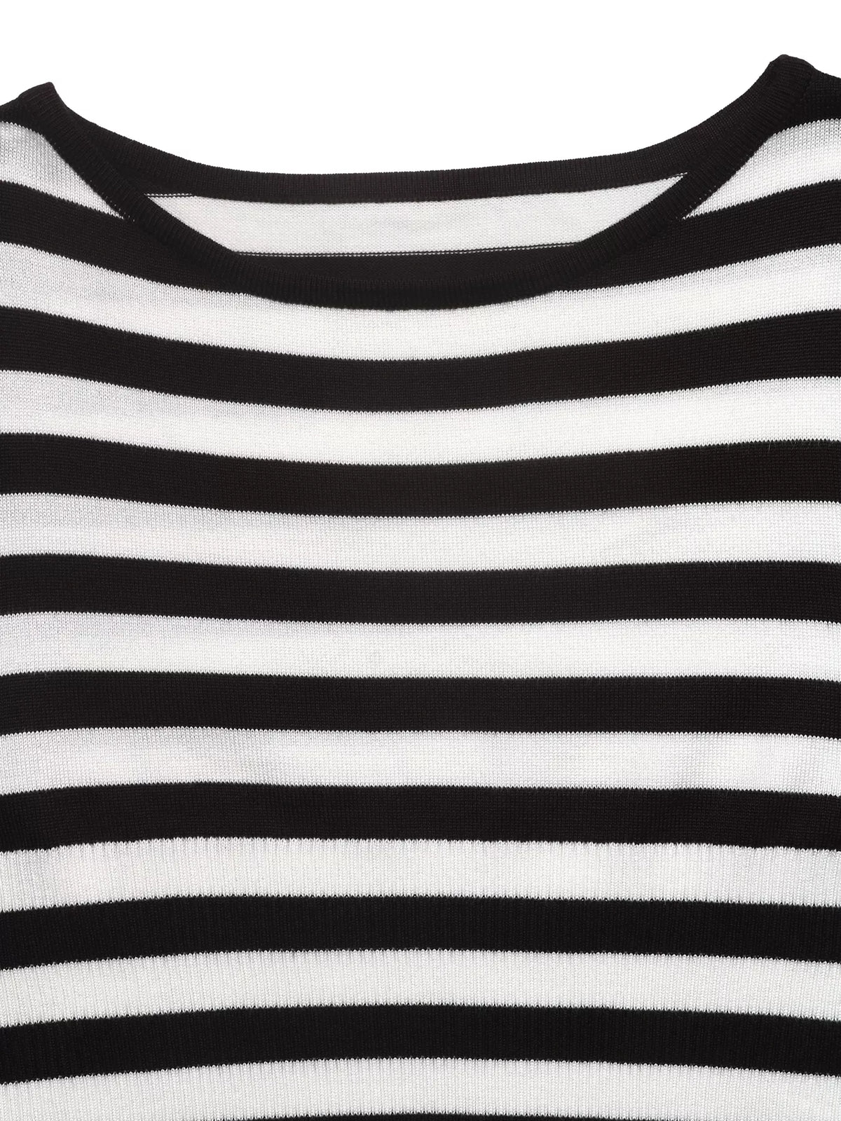 Striped Long Sleeve Knit Top in Black, view 7