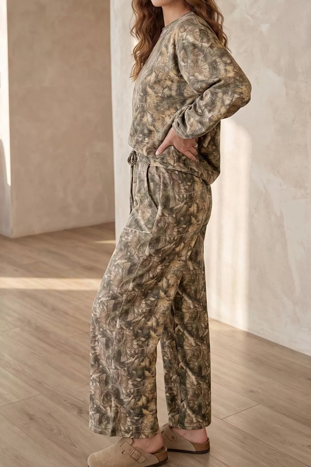 Abstract Print Long Sleeve Pant Set