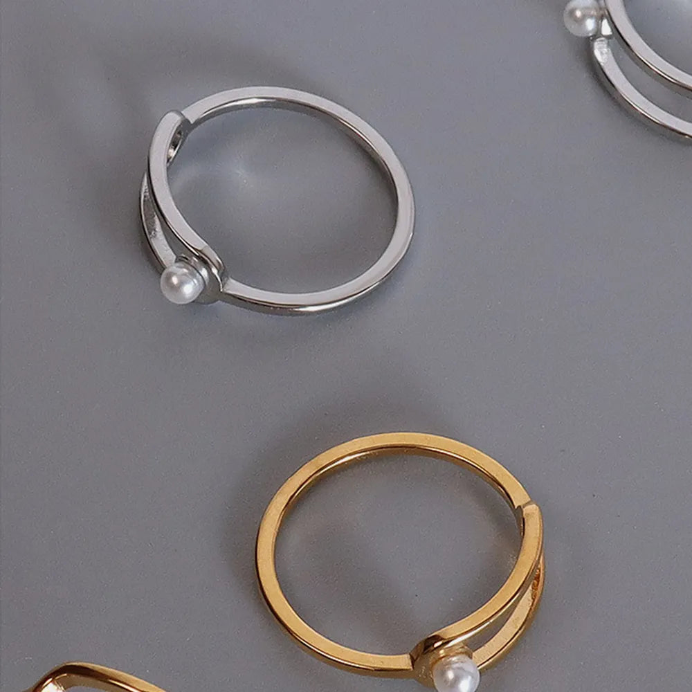 Synthetic Pearl Titanium Steel Ring - Lilixa.store