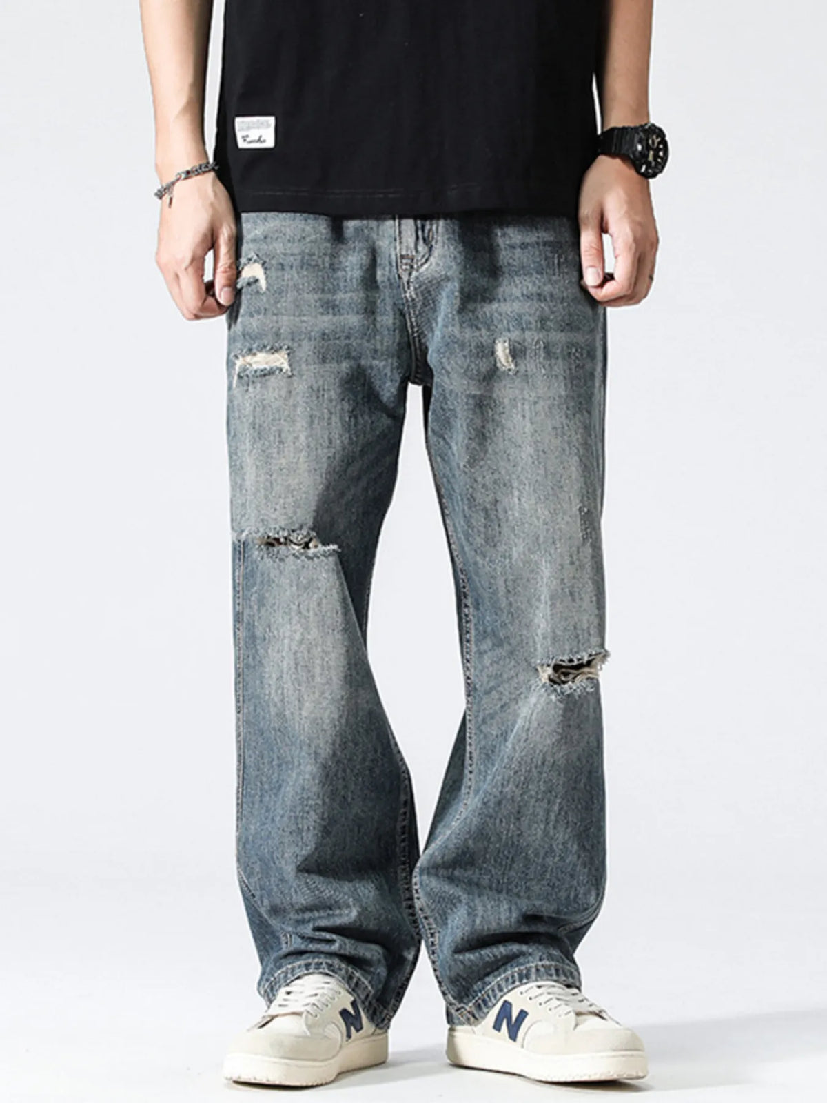 Men's Distressed Loose Fit Jeans - Lilixa.store