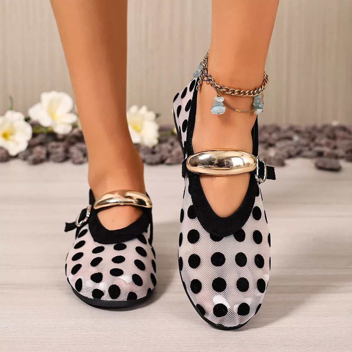 Polka Dot Mesh Slip-Ons - Lilixa.store