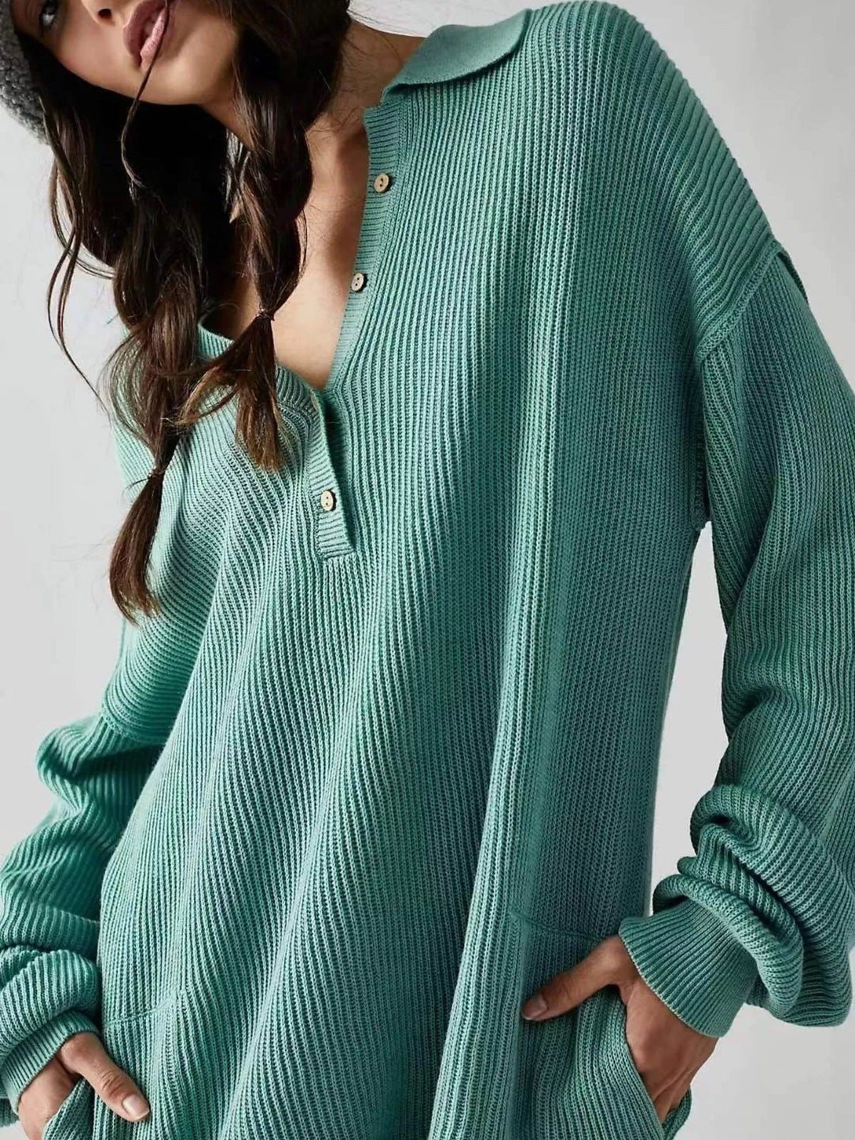 Ribbed Knit Long Sleeve Romper - Lilixa.store