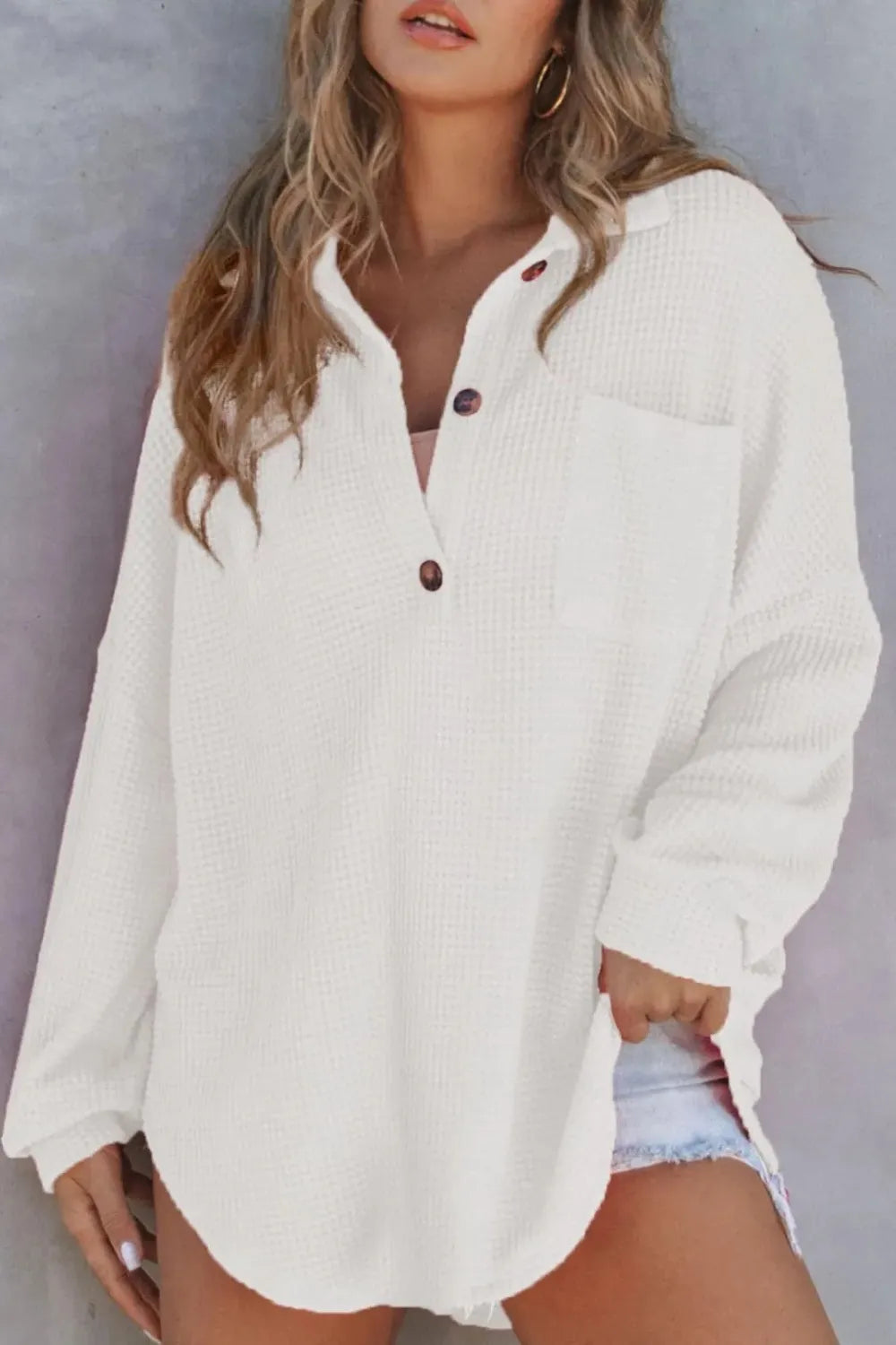 Half Button Long Sleeve Sweatshirt - Lilixa.store