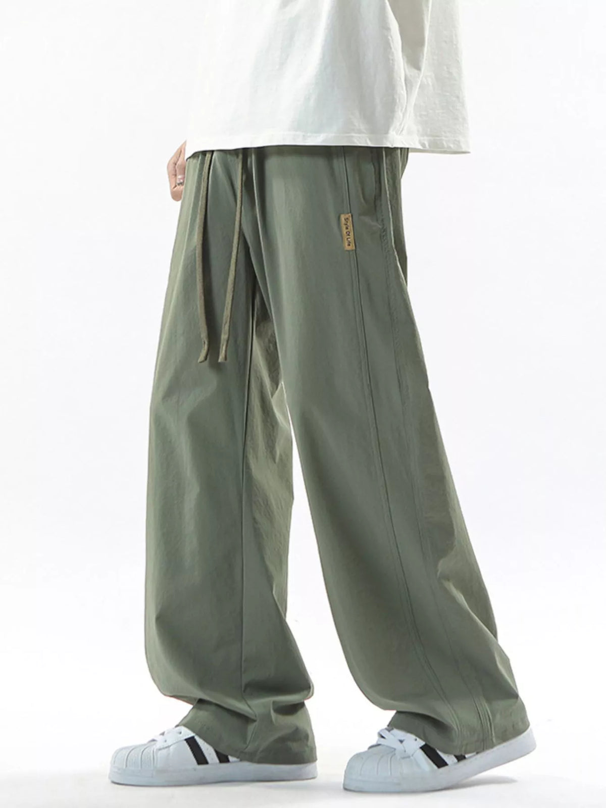 Men's Full Size Loose Fit Drawstring Wide Leg Pants Plus Size, view 5