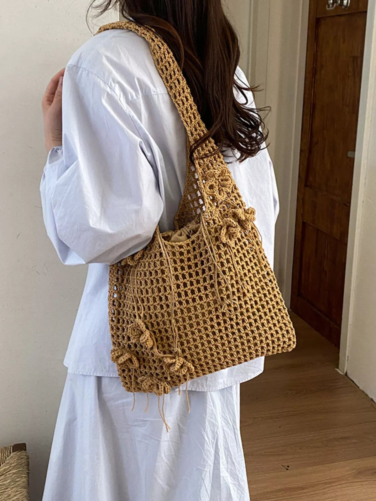 Crochet Flower Hobo Shoulder Bag - Lilixa.store