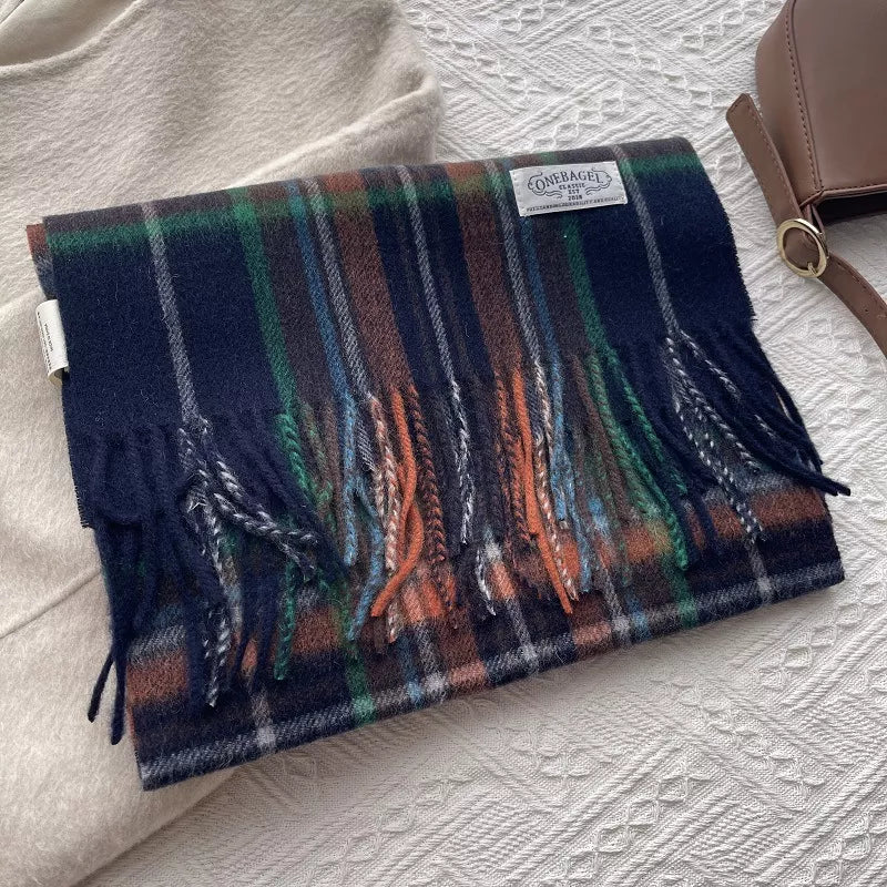 Wool Plaid Tassel Scarf - Lilixa.store