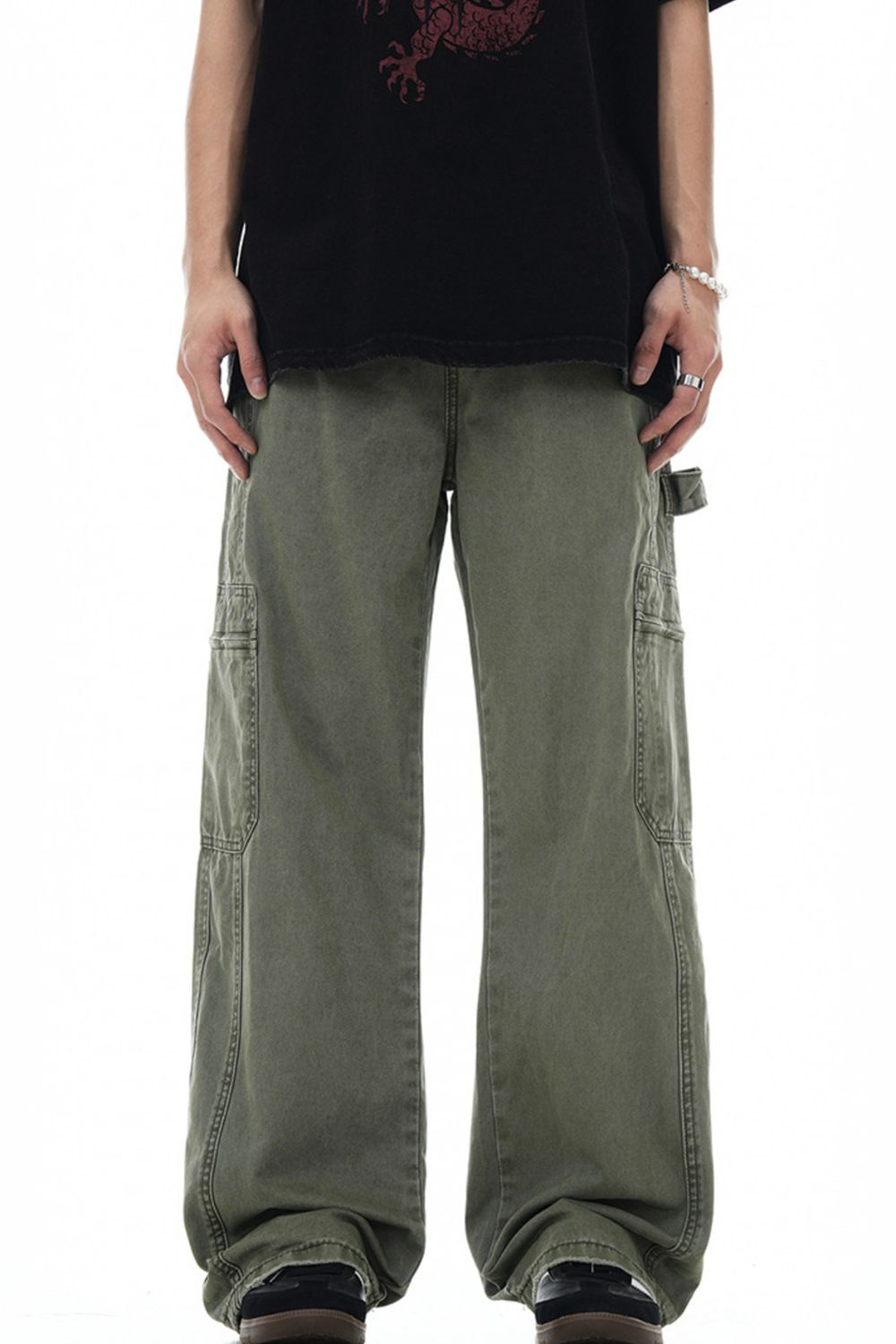 Men's Wide Leg Pants in Army Green