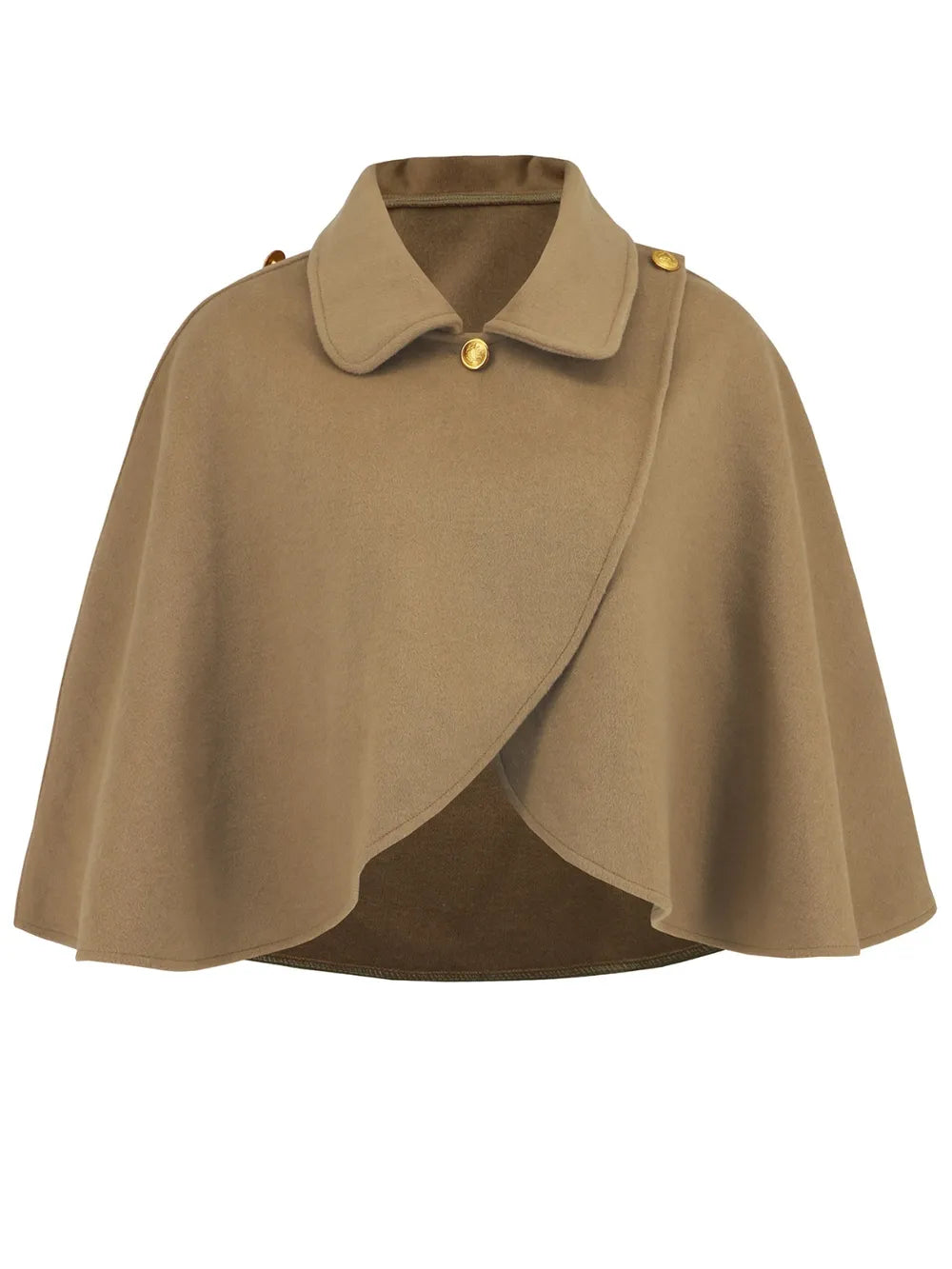 Collared Neck Cropped Cape - Lilixa.store