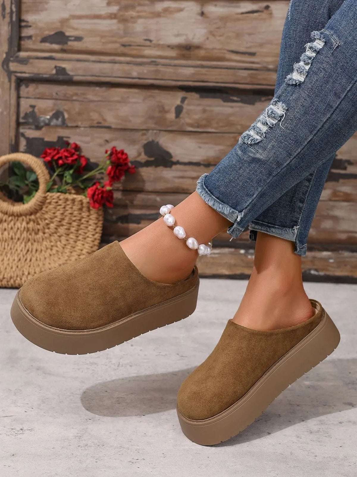 Platform Suede Slip-Ons, view 4