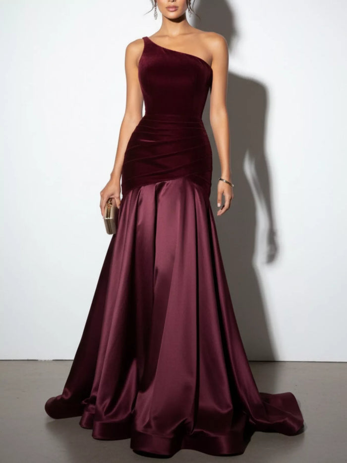 Single Shoulder Floor Length Dress - Lilixa.store