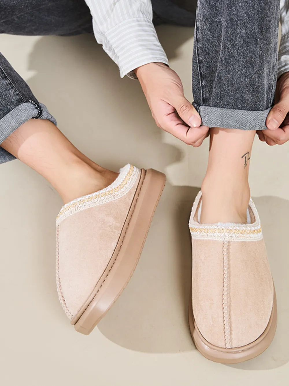 Faux Fur Suede Platform Slippers - Lilixa.store