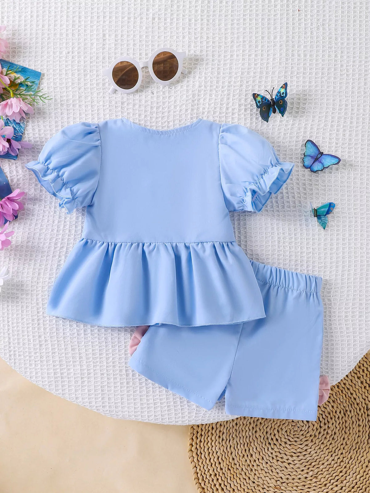 Children's Bow Puff Sleeve Top and Shorts Set - Lilixa.store