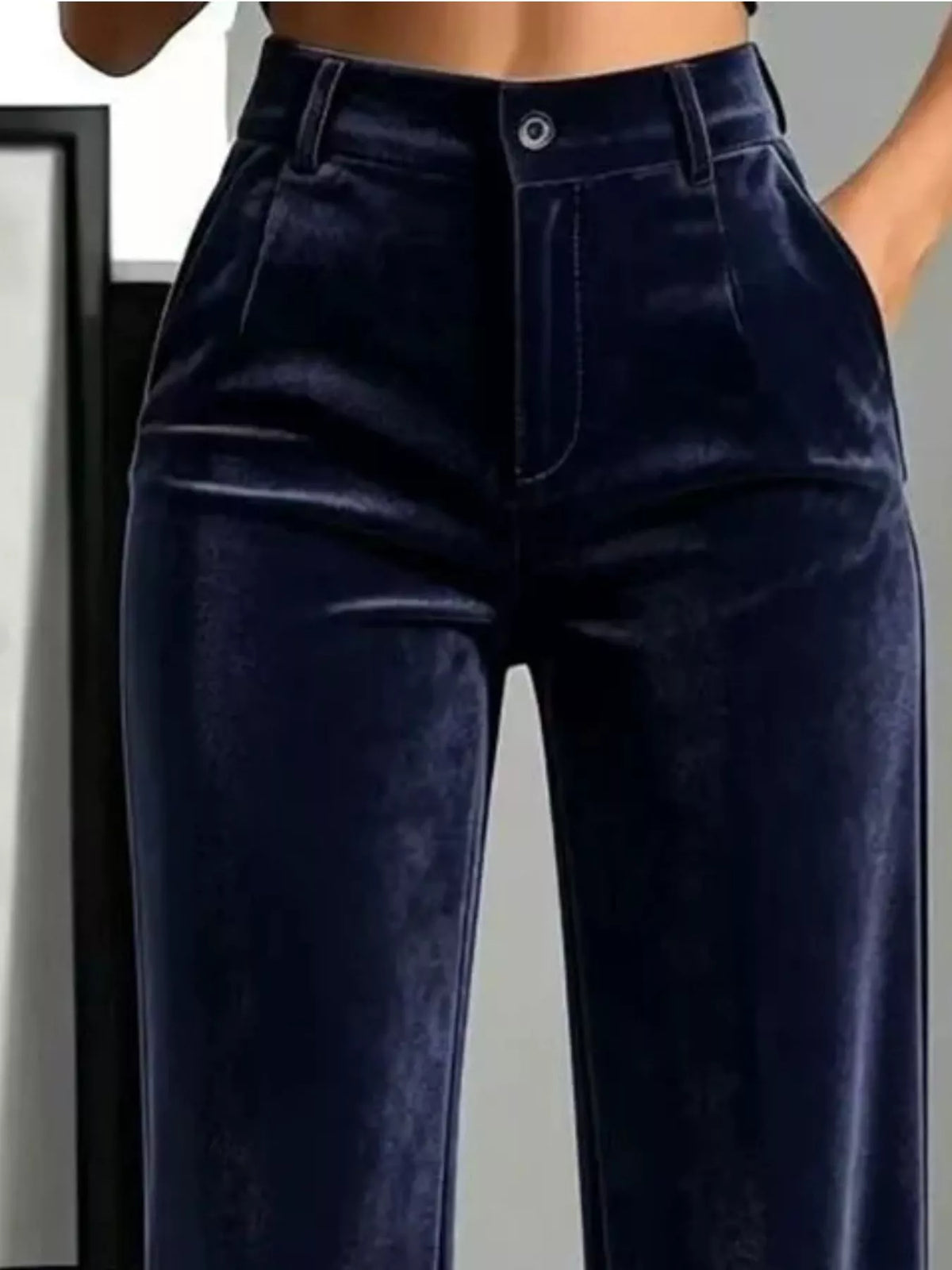 Full Size High-Waisted Velvet Pants Plus Size, view 4