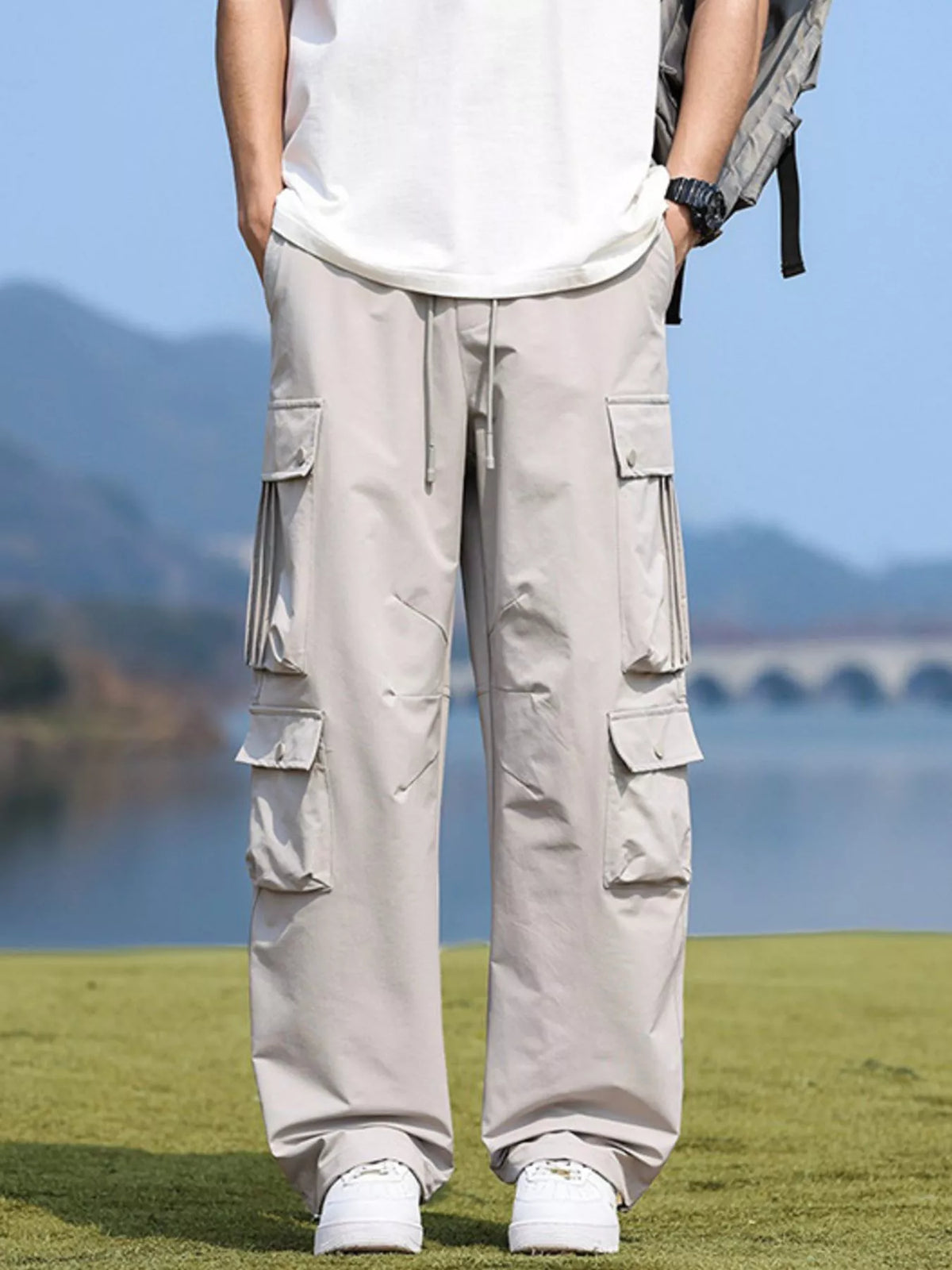 Men's Plus Size Loose Fit Multi-Pocket Cargo Pants, view 5