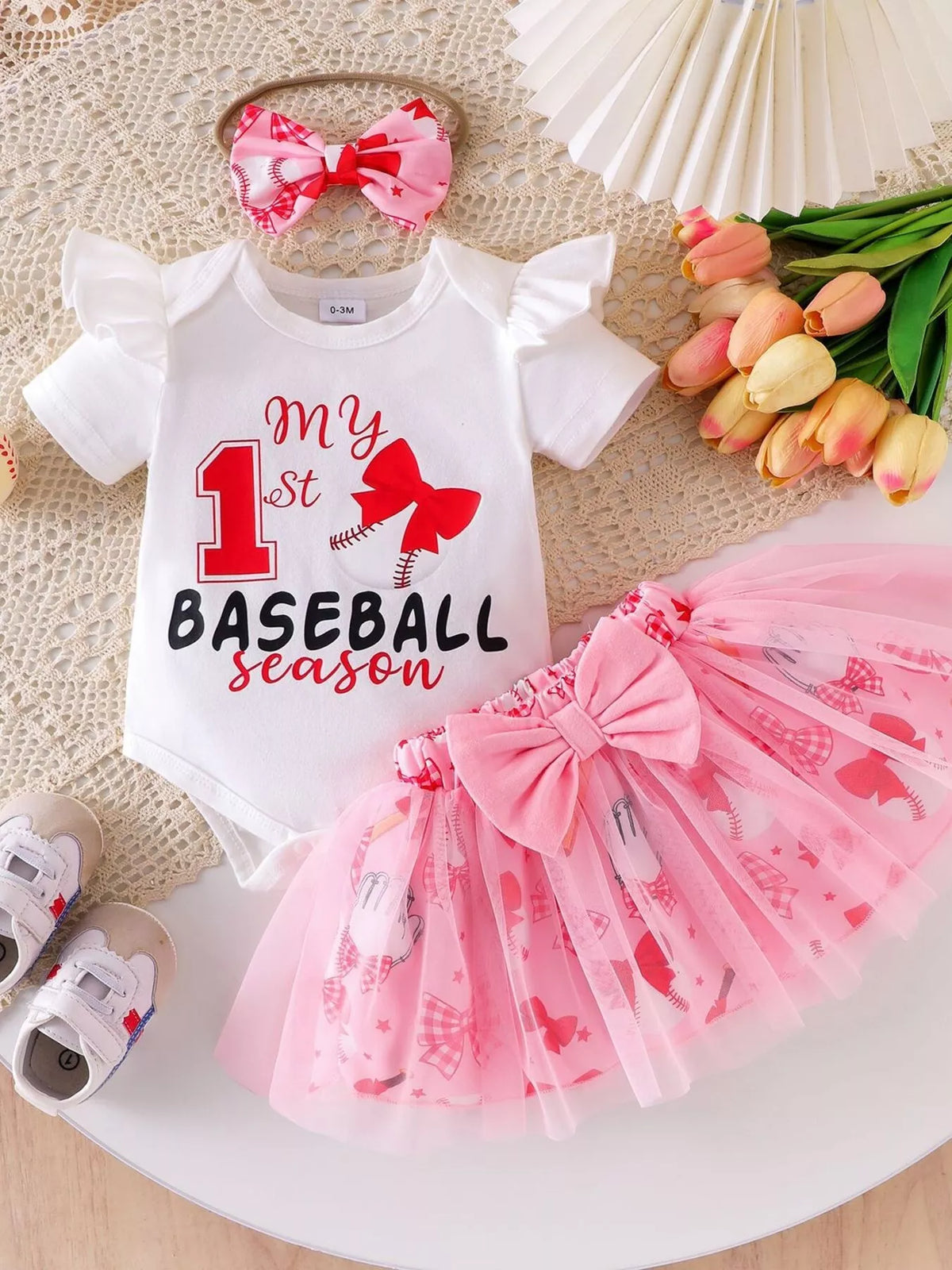 Children's Letter Graphic Bodysuit and Skirt Set with Headband - Lilixa.store