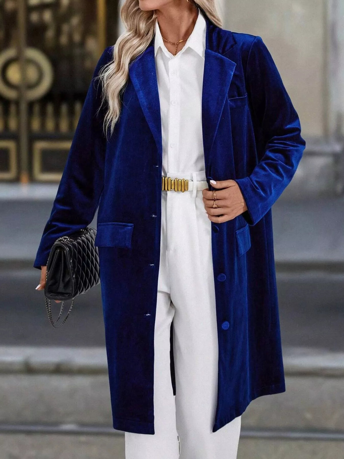 Lapel Collar Long Sleeve Longline Coat - Lilixa.store