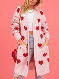 Heart Pattern Open Front Longline Cardigan - Lilixa.store