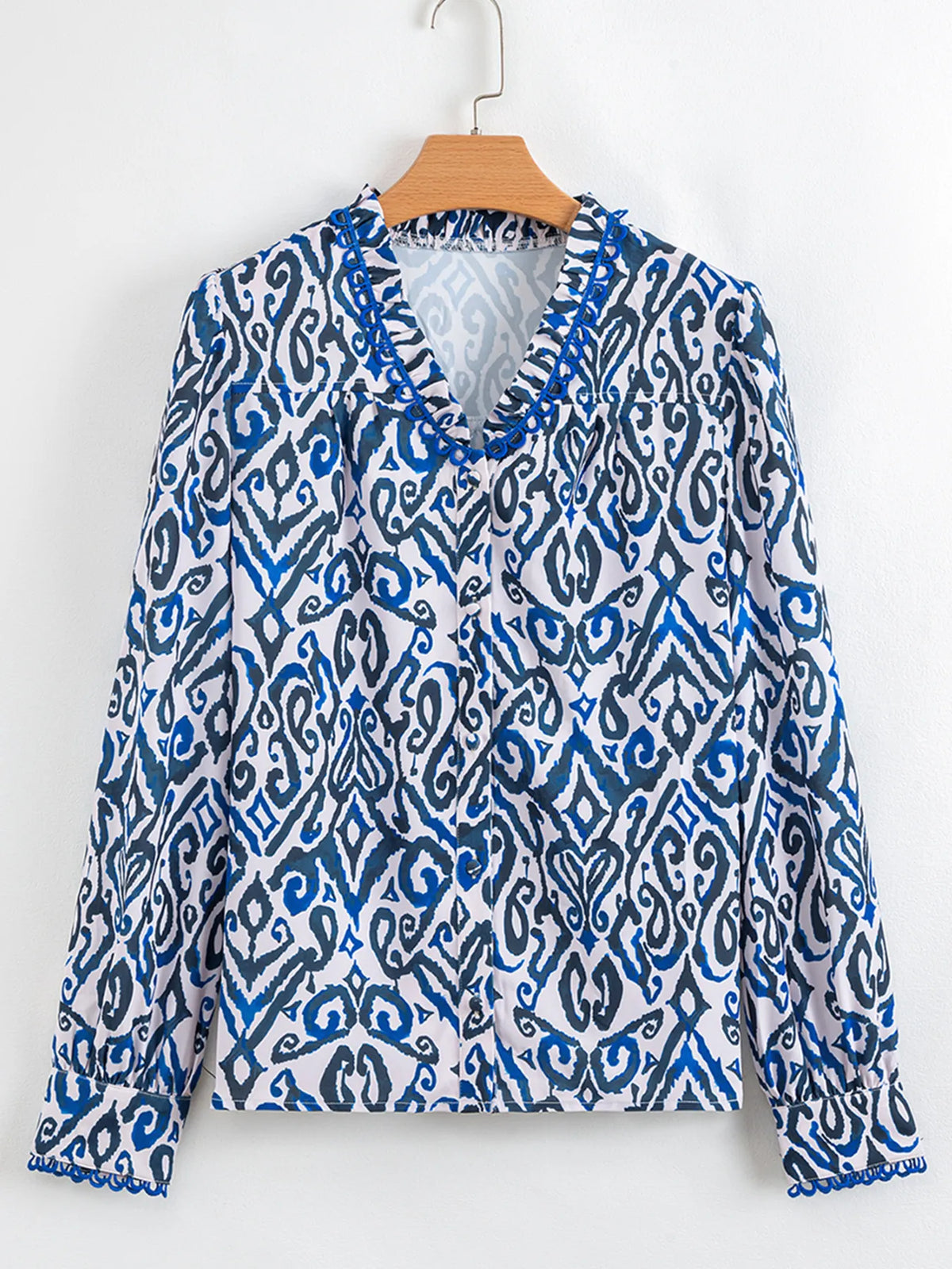 Paisley Print Long Sleeve Blouse - Lilixa.store