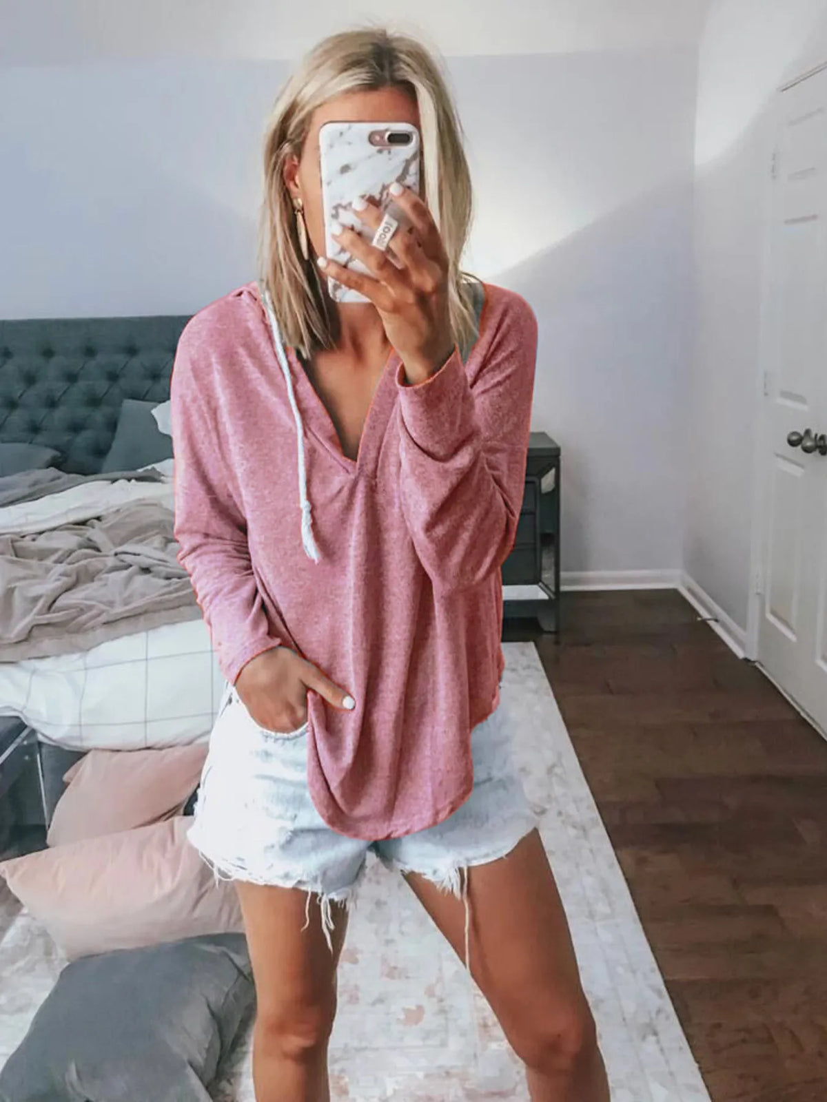 Full Size Drawstring Long Sleeve Hoodie Plus Size - Lilixa.store