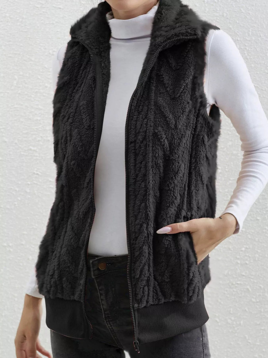 Full Size Cozy Faux Fur Zip-Up Vest Coat Plus Size - Lilixa.store